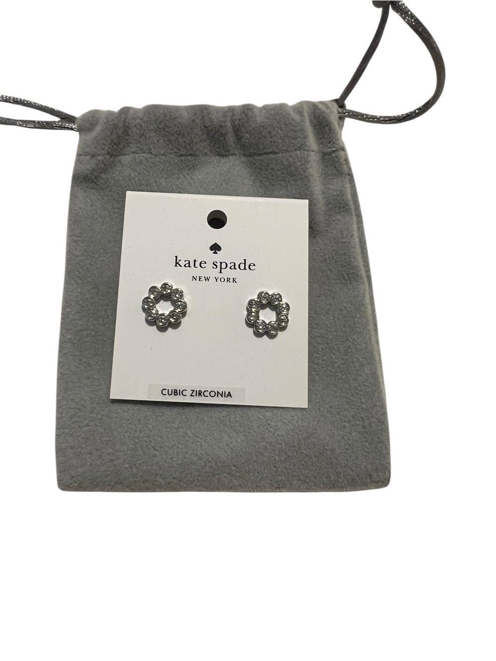 NWT Kate Spade Full Circle Crystal Stud Earrings Clear Silver O0RU2450